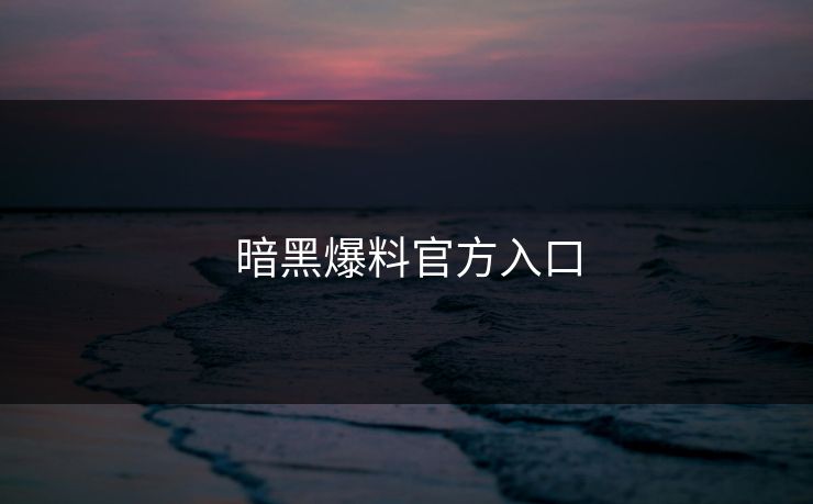 暗黑爆料官方入口